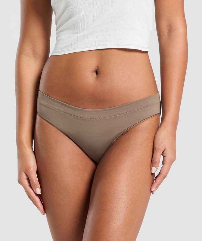 Gymshark 3pk Brief Kalsonger Dam Bruna Bruna Bruna | 072SMGHOV