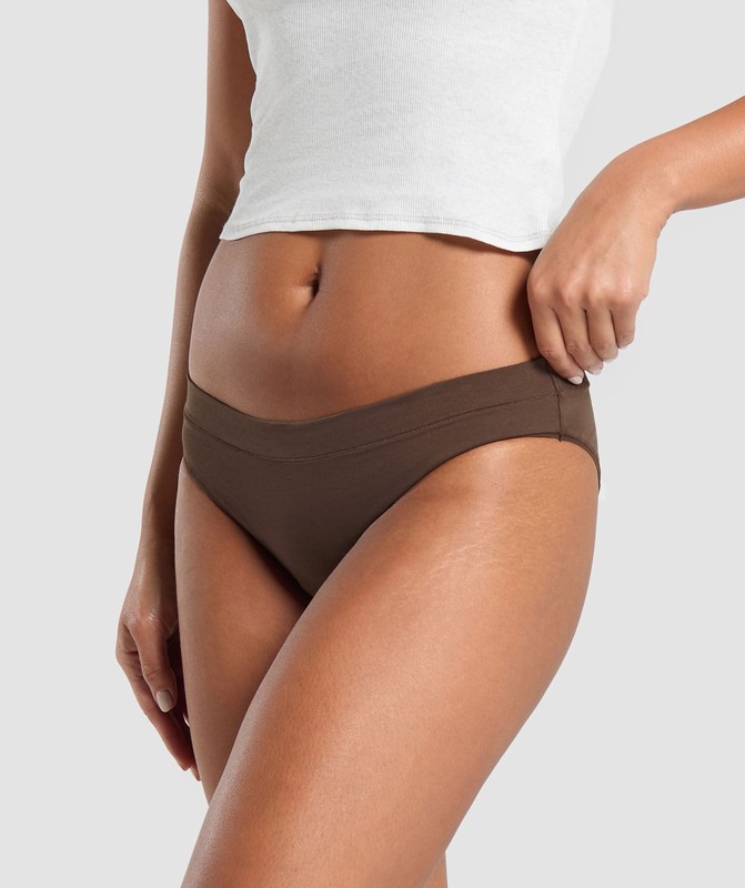 Gymshark 3pk Brief Kalsonger Dam Bruna Bruna Bruna | 072SMGHOV