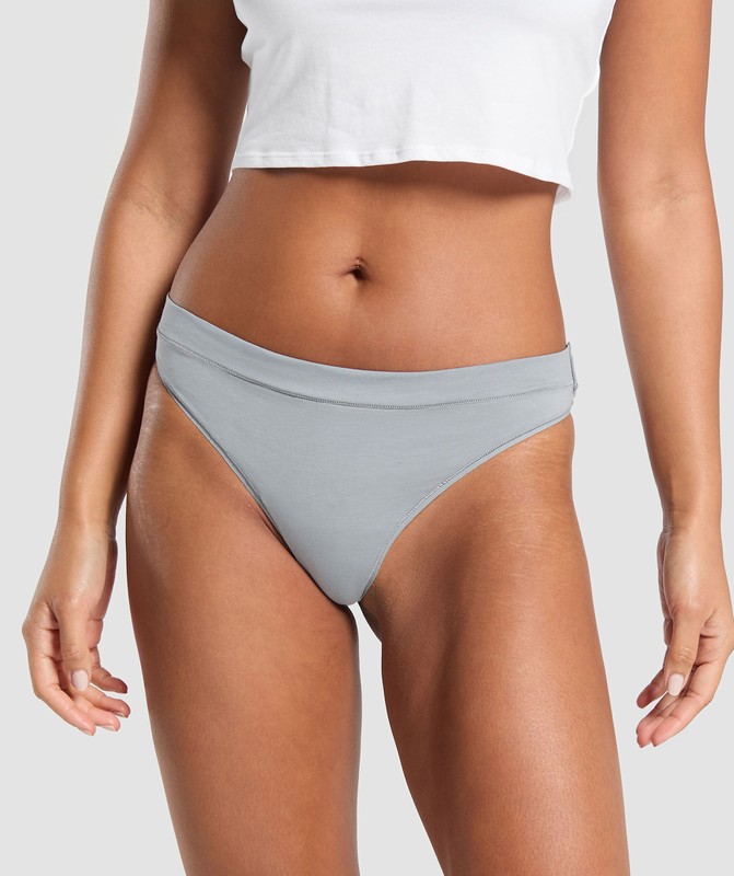 Gymshark 3pk Thong String Dam Blå Blå Grå | 280RQCOTM