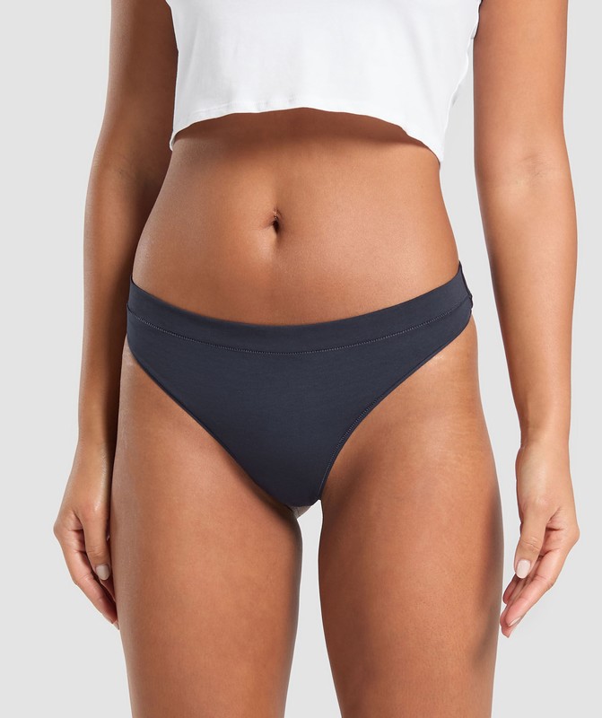 Gymshark 3pk Thong String Dam Blå Blå Grå | 280RQCOTM
