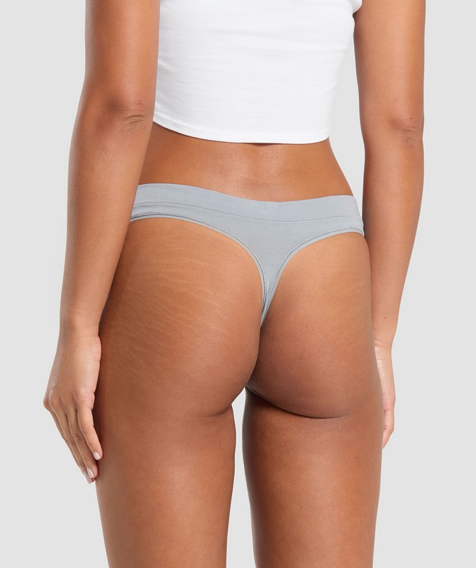 Gymshark 3pk Thong String Dam Blå Blå Grå | 280RQCOTM