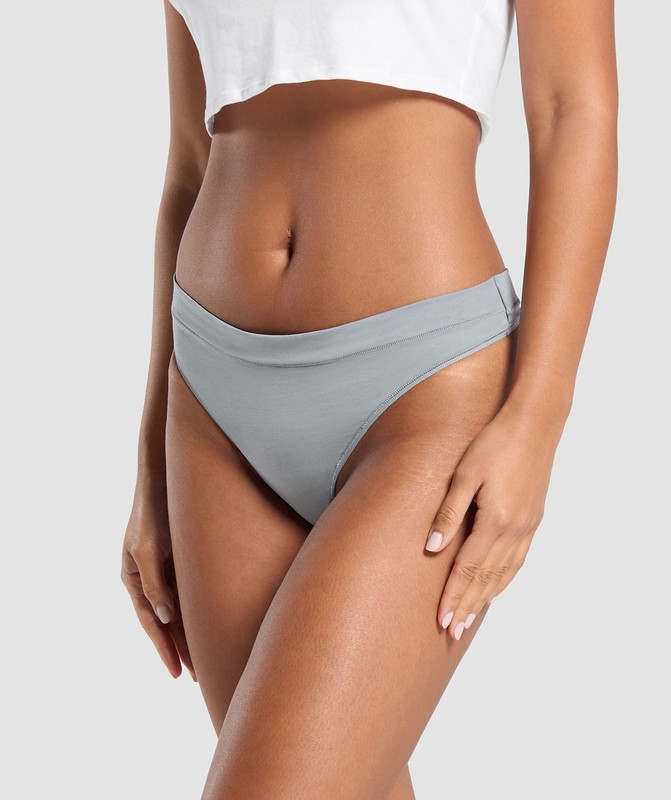 Gymshark 3pk Thong String Dam Blå Blå Grå | 280RQCOTM