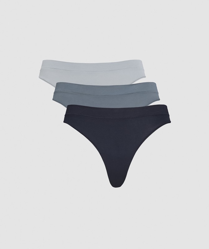 Gymshark 3pk Thong String Dam Blå Blå Grå | 280RQCOTM