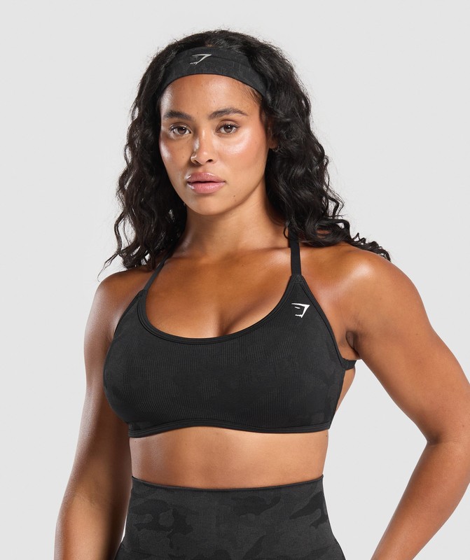 Gymshark Adapt Camo Cross Back Sports Bra Sport BH Dam Svarta Grå | 168TDIVXE