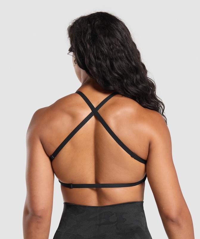 Gymshark Adapt Camo Cross Back Sports Bra Sport BH Dam Svarta Grå | 168TDIVXE