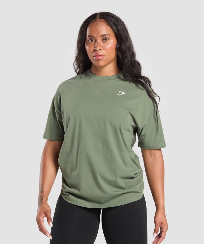 Gymshark Adapt Camo Graphic Oversized Top Top Dam Gröna | 518JQVWXP