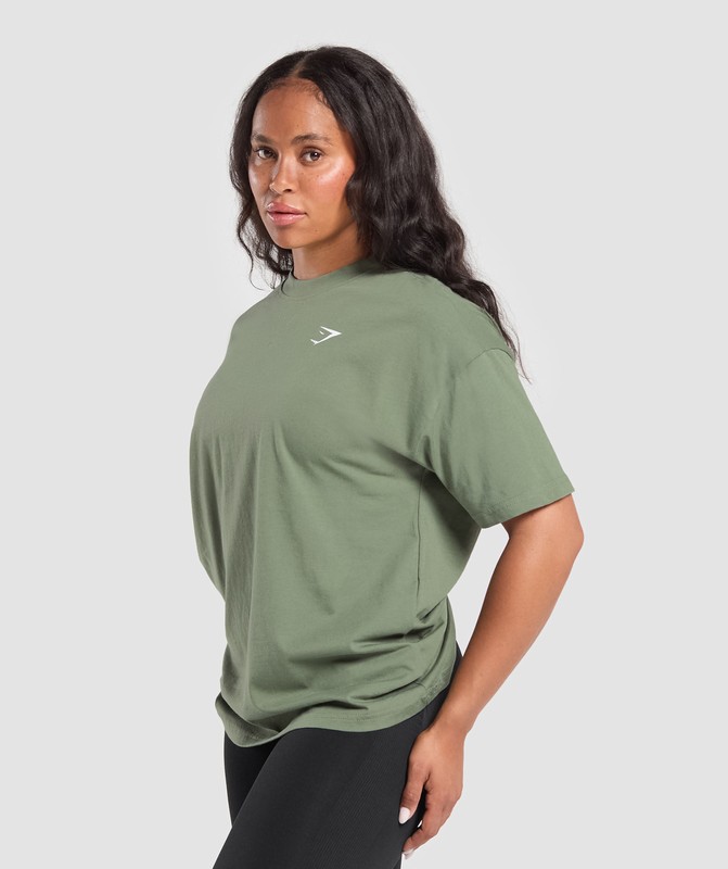 Gymshark Adapt Camo Graphic Oversized Top Top Dam Gröna | 518JQVWXP