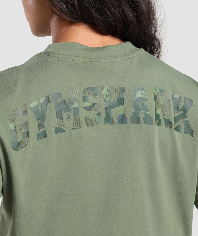 Gymshark Adapt Camo Graphic Oversized Top Top Dam Gröna | 518JQVWXP