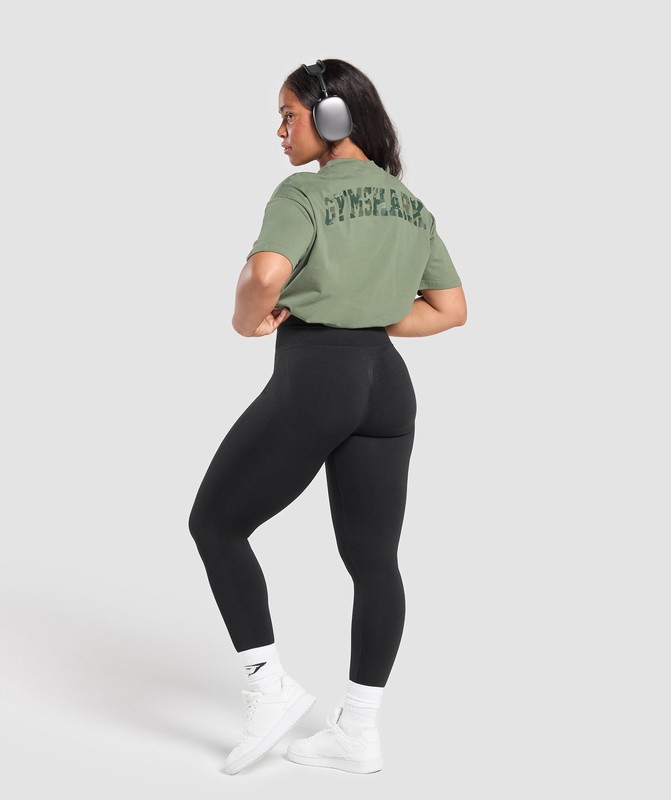 Gymshark Adapt Camo Graphic Oversized Top Top Dam Gröna | 518JQVWXP