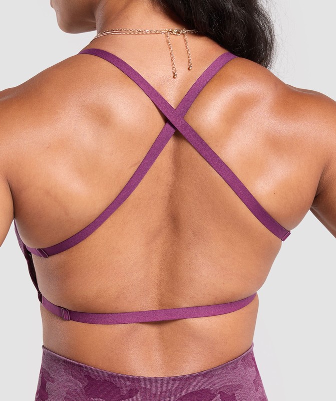 Gymshark Adapt Camo Minimal Bra Sport BH Dam Lila Lila | 756FZYDKS