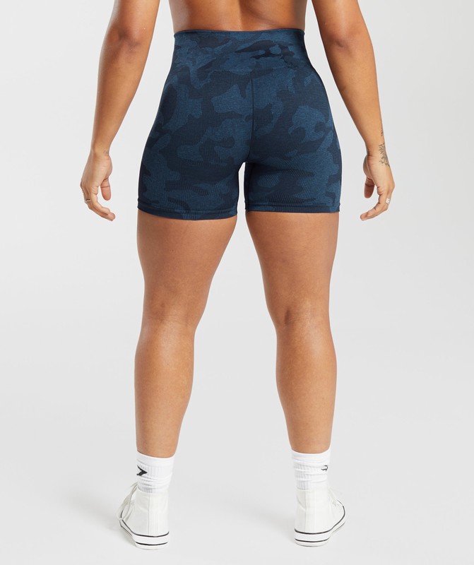 Gymshark Adapt Camo Seamless Ribbed Shorts Shorts Dam Blå Blå | 365ZSTRNV
