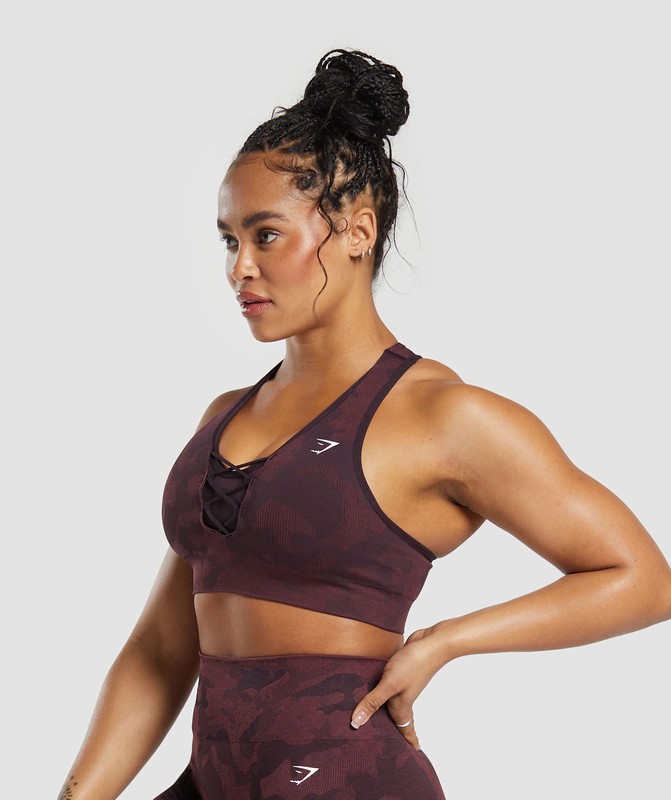 Gymshark Adapt Camo Seamless Sports Bra Sport BH Dam Bruna Vinröda Bruna | 034CJMFQD