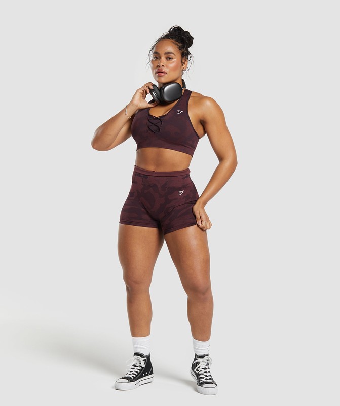 Gymshark Adapt Camo Seamless Sports Bra Sport BH Dam Bruna Vinröda Bruna | 034CJMFQD