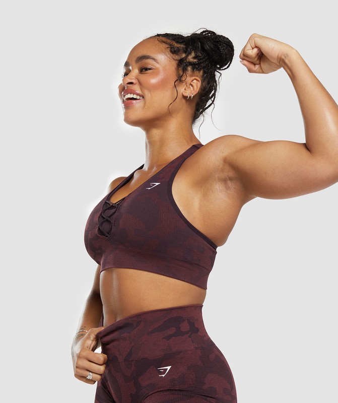 Gymshark Adapt Camo Seamless Sports Bra Sport BH Dam Bruna Vinröda Bruna | 034CJMFQD