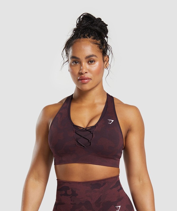 Gymshark Adapt Camo Seamless Sports Bra Sport BH Dam Bruna Vinröda Bruna | 034CJMFQD