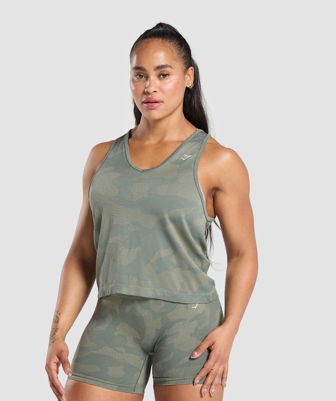 Gymshark Adapt Camo Seamless Tank Linne Dam Gröna Gröna | 376EGOYHF
