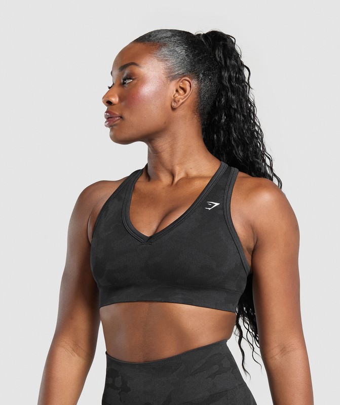 Gymshark Adapt Camo Sports Bra Sport BH Dam Svarta Grå | 401PNDJKL