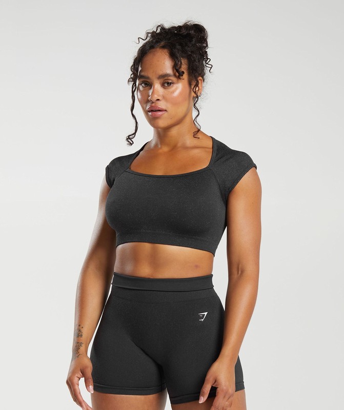 Gymshark Adapt Fleck Seamless Crop Top Crop Top Dam Svarta Grå | 917EVZIWH