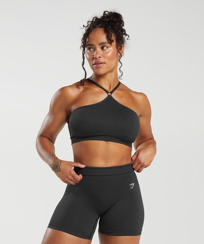 Gymshark Adapt Fleck Seamless Halterneck Bralette Braletter Dam Svarta Grå | 601VIAPEJ