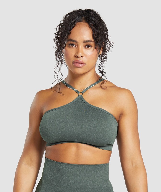 Gymshark Adapt Fleck Seamless Halterneck Bralette- Slate Teal/Cargo Teal Braletter Dam Slate Teal / Cargo Teal In | 615VIZEGT