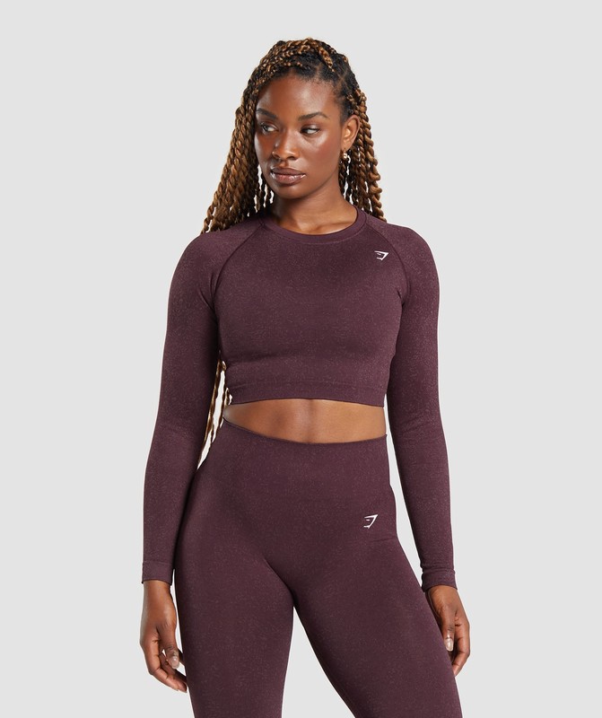 Gymshark Adapt Fleck Seamless Long Sleeve Crop Top Crop Top Dam Lila Lila | 053YJAQCW