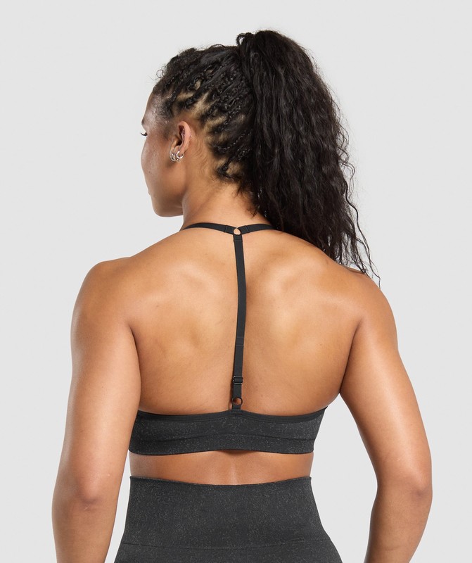 Gymshark Adapt Fleck T-Back Bra Sport BH Dam Svarta | 810MYDUCT