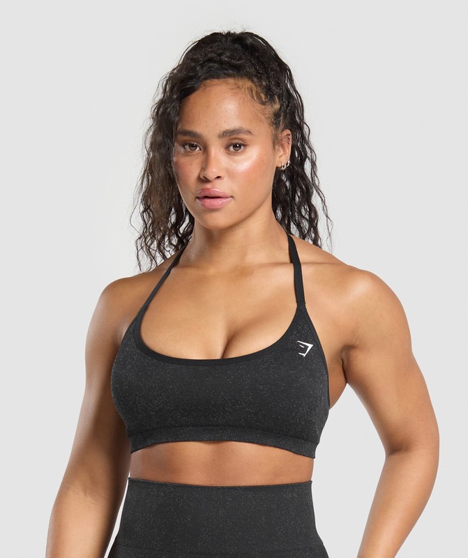 Gymshark Adapt Fleck T-Back Bra Sport BH Dam Svarta | 810MYDUCT