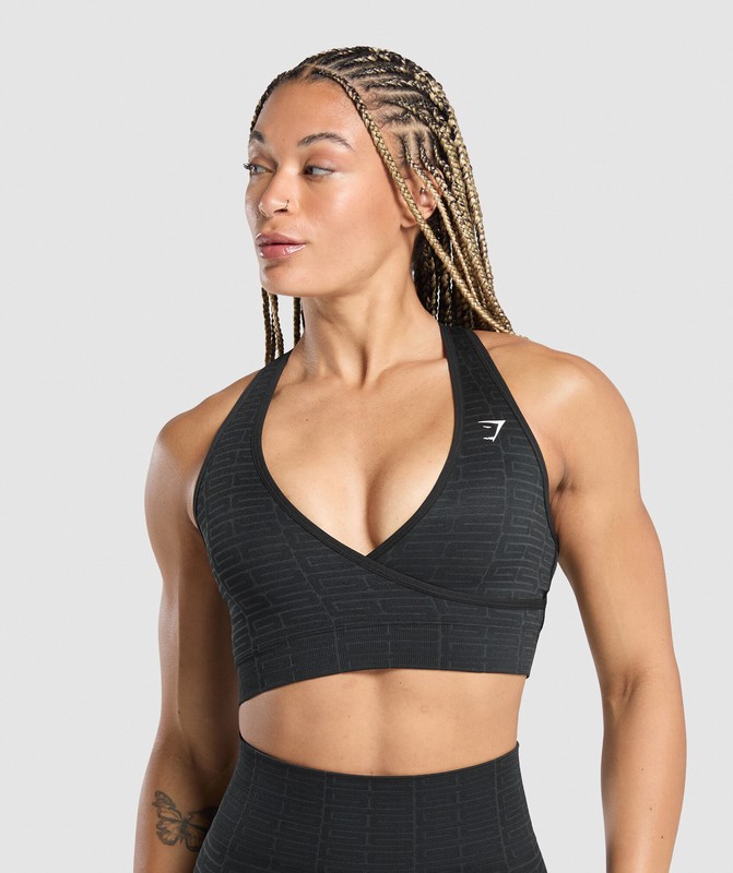Gymshark Adapt Monogram Seamless Sports Bra Sport BH Dam Svarta Grå Svarta Grå | 805TQVYXM