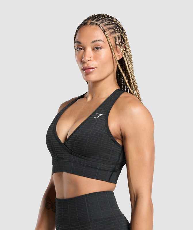 Gymshark Adapt Monogram Seamless Sports Bra Sport BH Dam Svarta Grå Svarta Grå | 805TQVYXM
