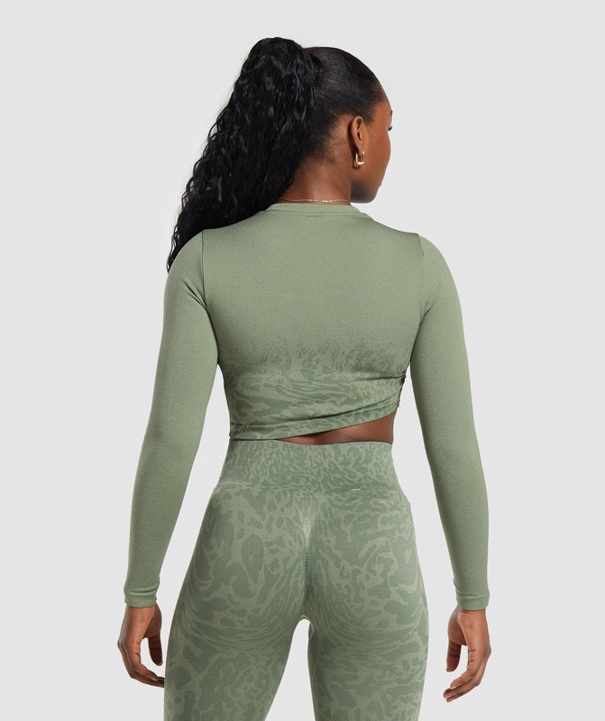 Gymshark Adapt Safari Seamless Faded Long Sleeve Top Top Dam Gröna Gröna | 763QVSKUB