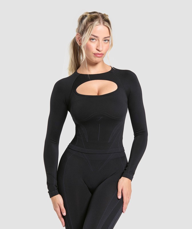 Gymshark Apex Contrast Long Sleeve Top Top Dam Svarta Grå | 378YLGUTA
