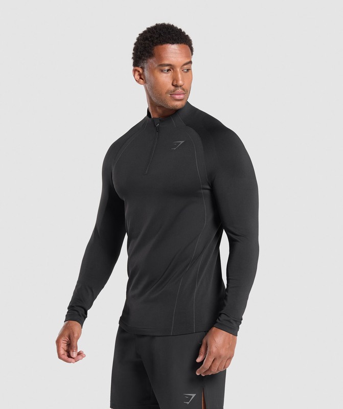 Gymshark Apex Seamless 1/4 Zip Pullover Herr Svarta Mörkgrå | 593FKENCA