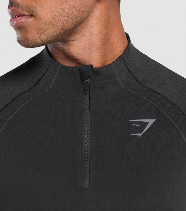 Gymshark Apex Seamless 1/4 Zip Pullover Herr Svarta Mörkgrå | 593FKENCA
