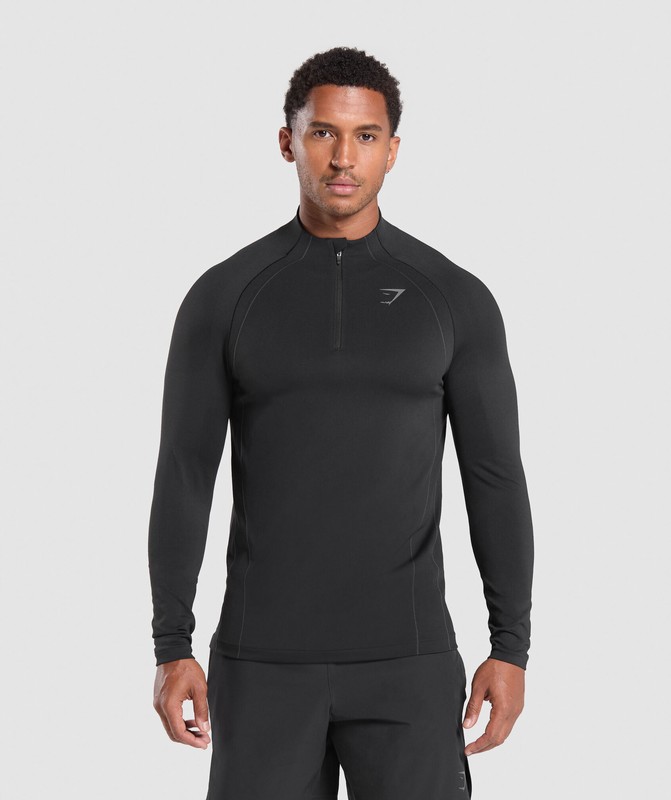 Gymshark Apex Seamless 1/4 Zip Pullover Herr Svarta Mörkgrå | 593FKENCA