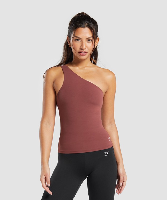 Gymshark Asymmetric Shelf Tank Linne Dam Vinröda Bruna | 079WXEOND