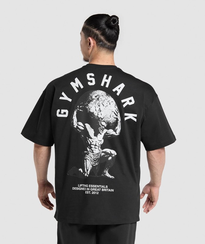 Gymshark Atlas T-Shirt T-Shirt Herr Svarta | 235NBFXRV