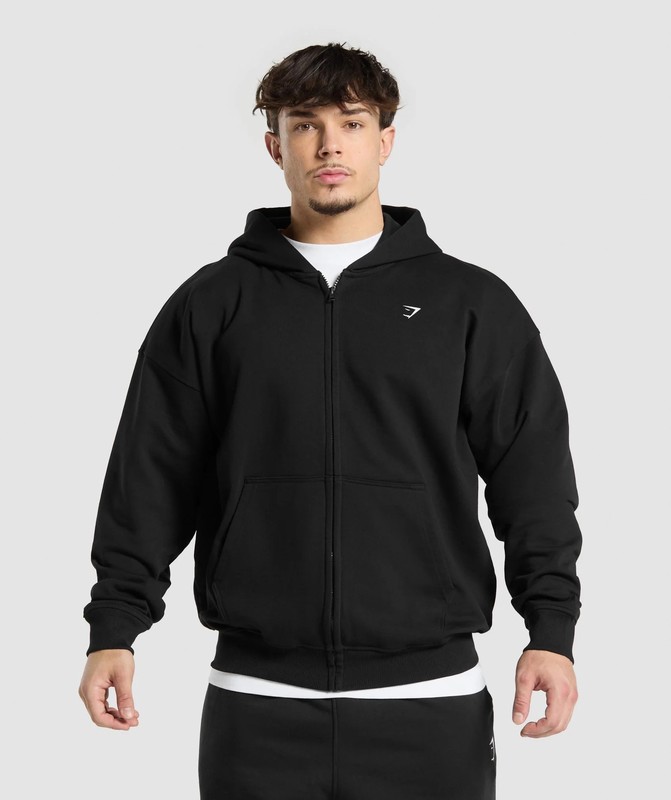 Gymshark Atlas Zip Up Hoodie Hoodie Herr Svarta | 839WIAPFN