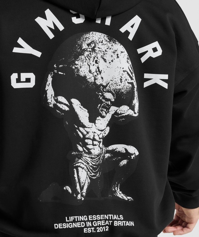 Gymshark Atlas Zip Up Hoodie Hoodie Herr Svarta | 839WIAPFN