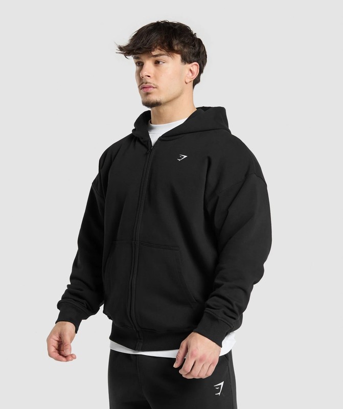 Gymshark Atlas Zip Up Hoodie Hoodie Herr Svarta | 839WIAPFN