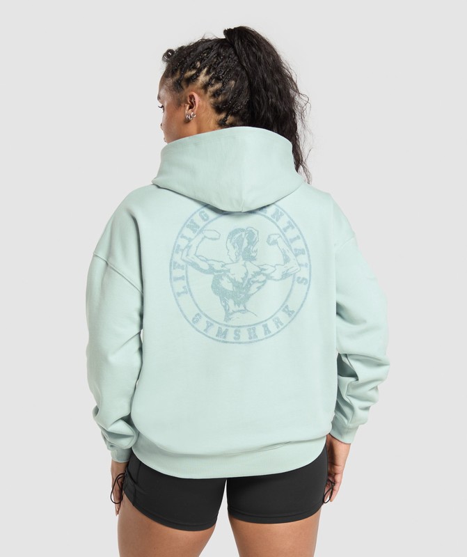 Gymshark Back Gains Graphic Hoodie Hoodie Dam Blå | 438JAKYUE