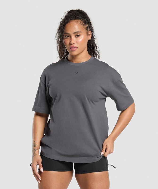 Gymshark Back Gains Graphic Oversized Tee T-Shirt Dam Grå | 063KIQACZ