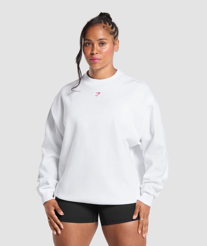 Gymshark Barbell Hearts Oversized Sweatshirt Tröjor Dam Vita | 513YGHSBA