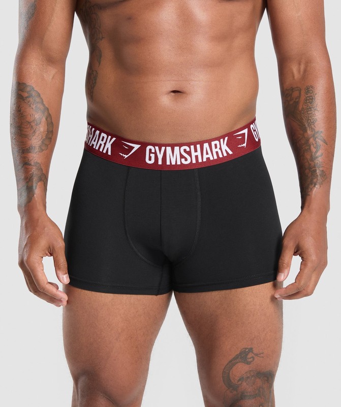 Gymshark Boxer Brief 3Pk Kalsonger Herr Svarta Svarta Blå Svarta Röda | 459JHWYKP