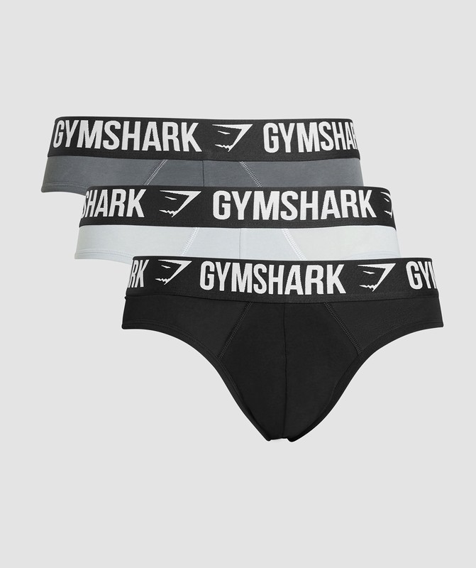 Gymshark Brief 3PK Kalsonger Herr Svarta Grå Ljusgrå | 694GHVRYW