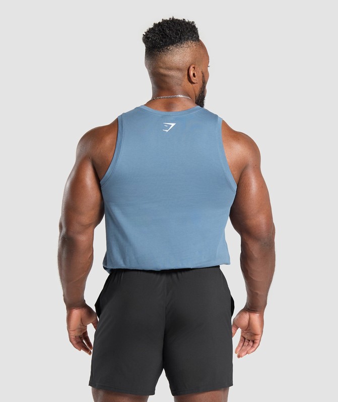 Gymshark Build Your Legacy Graphic Tank Linne Herr Blå | 794OPRXSN