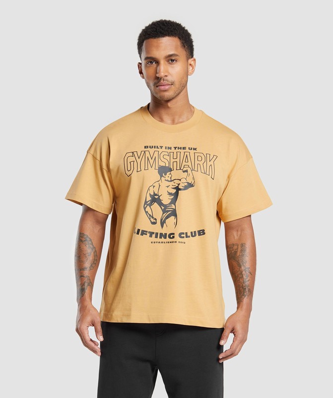 Gymshark Built in the UK T-Shirt T-Shirt Herr Gula | 730QUSEKX