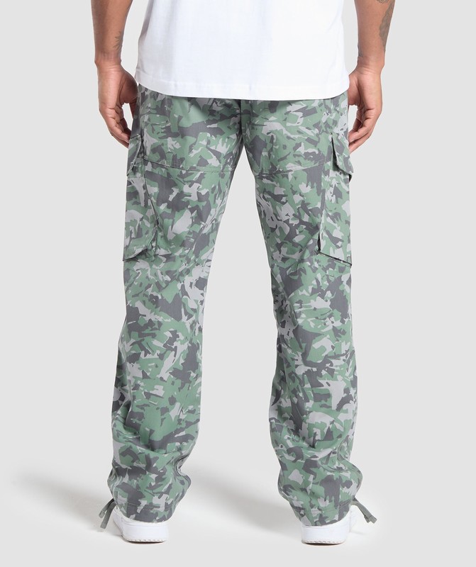 Gymshark Camo Print Woven Cargo Pants Byxor Herr Gröna | 702MITQYJ