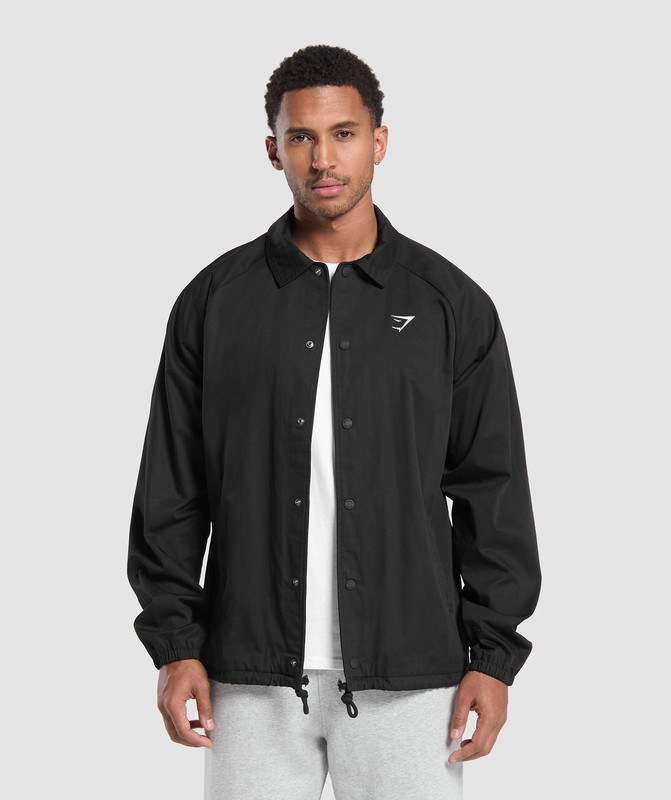 Gymshark Canvas Coach Jacket Jacka Herr Svarta | 792UYVNDF