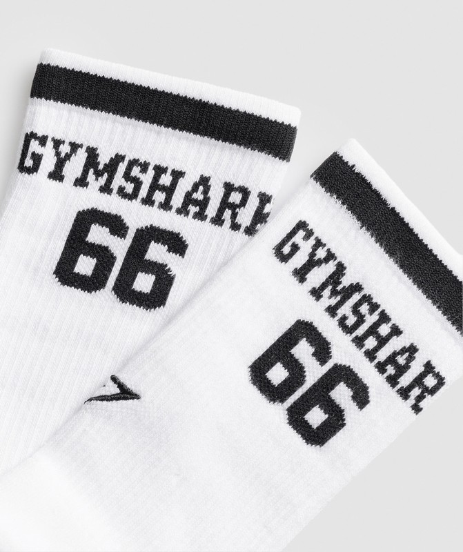 Gymshark Collegiate Graphic Crew Sock Strumpor Dam Vita | 169KPXNQZ