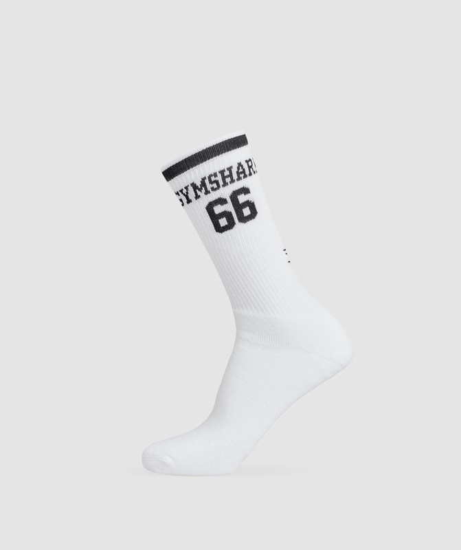 Gymshark Collegiate Graphic Crew Sock Strumpor Dam Vita | 169KPXNQZ